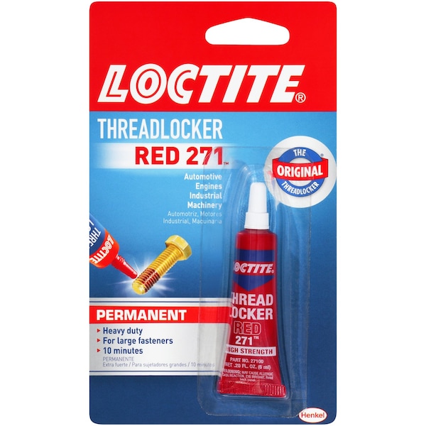 Loctite Threadlocker, Red, Liquid, 0.2 fl. oz 209741 | Zoro
